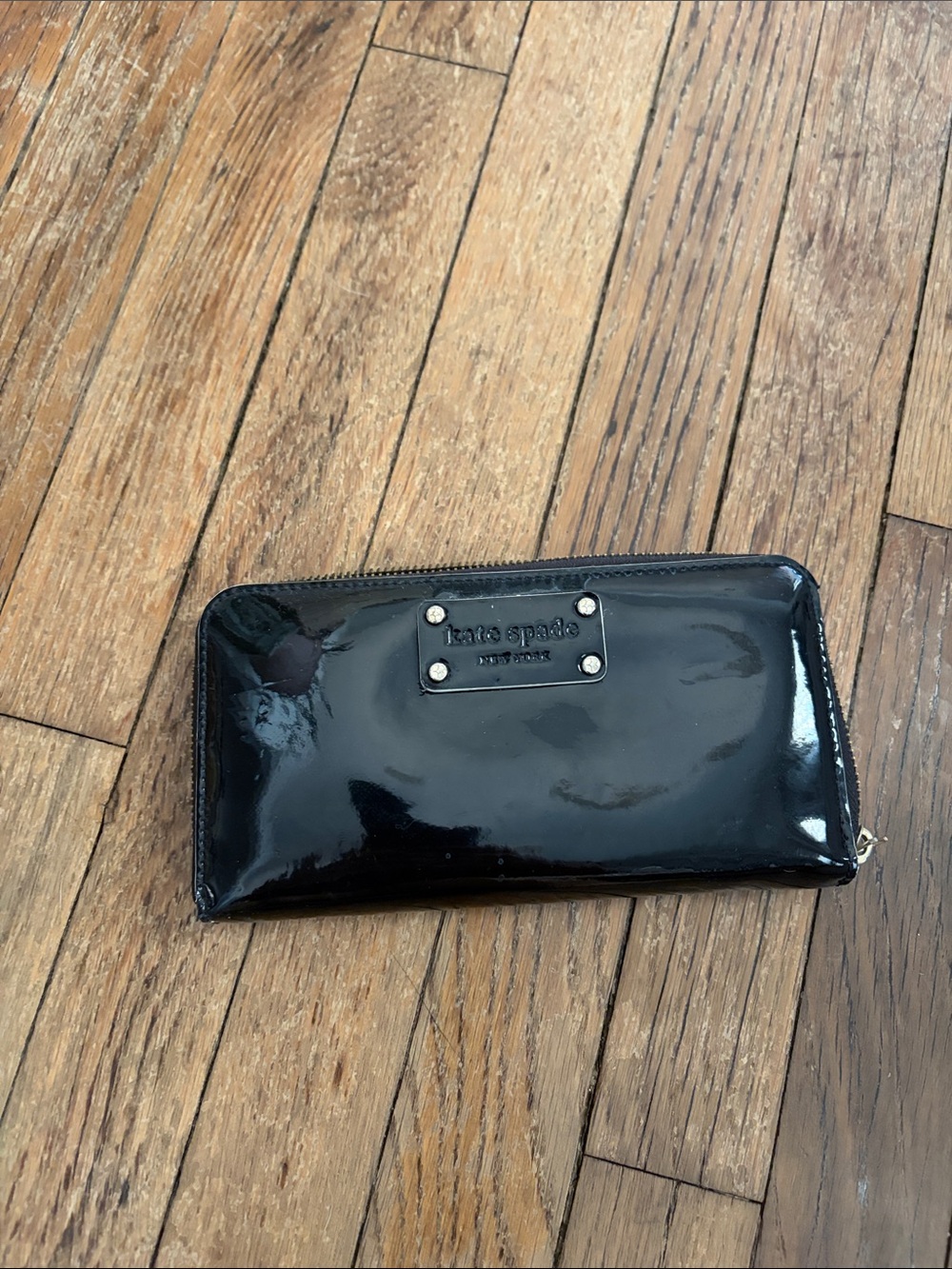 Kate Spade Black Patent Zip Wallet
